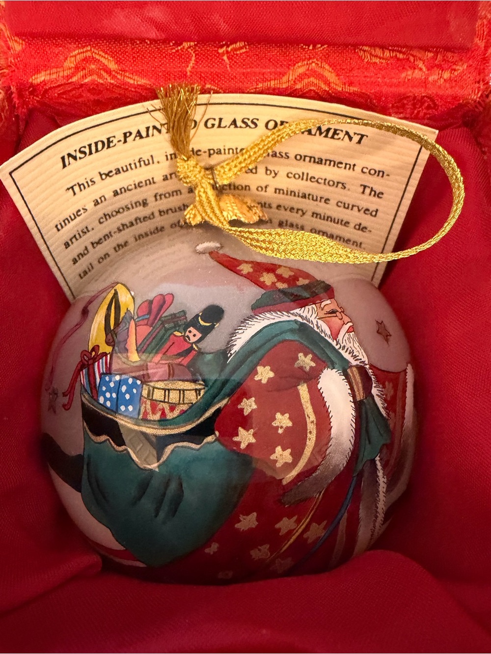 Bill Yee & associates Ornament, Christmas Hand Painted Glass Blown Santa & toys